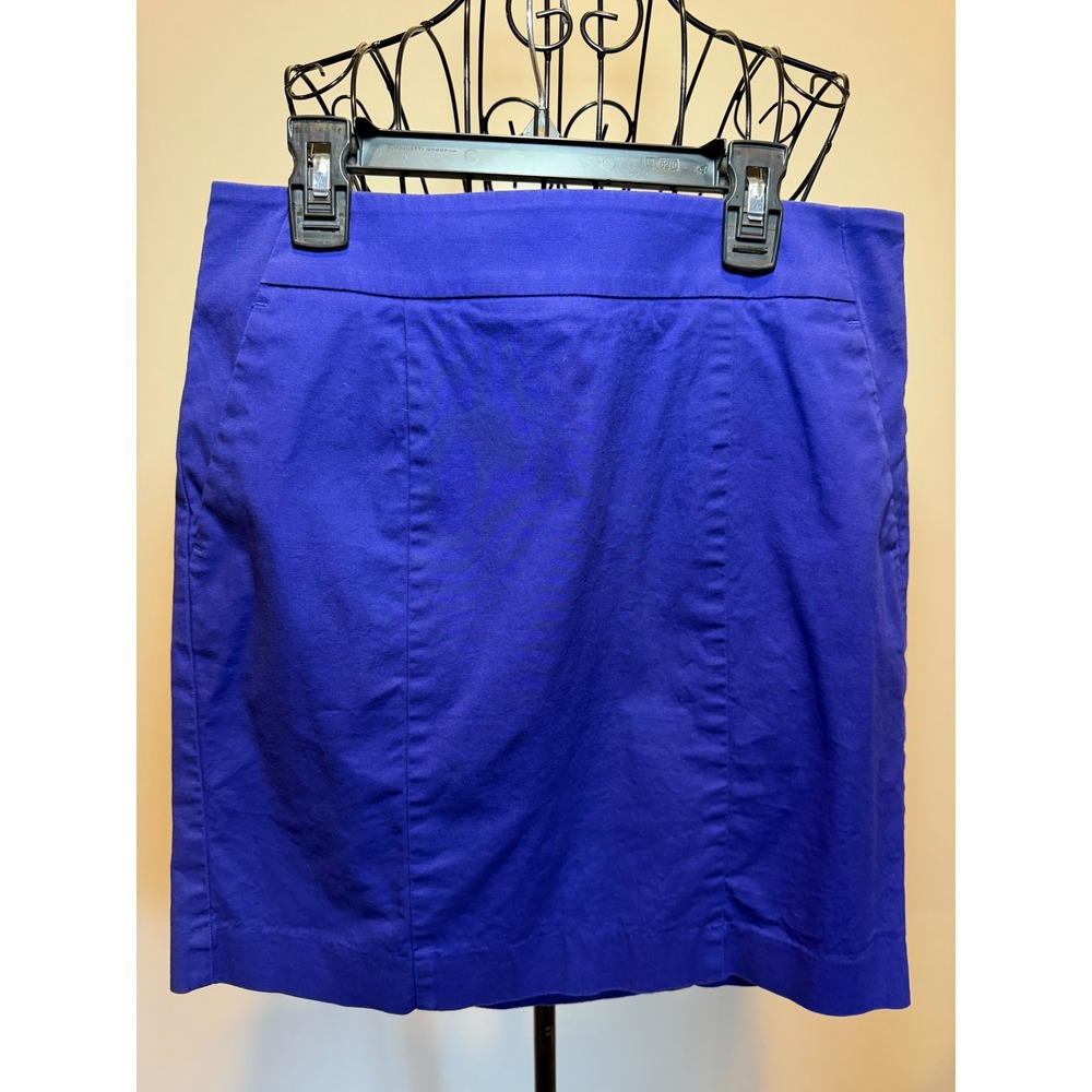 Ann Taylor Madison Skirt Royal Blue Cotton Stretch Pencil Mini Size 2